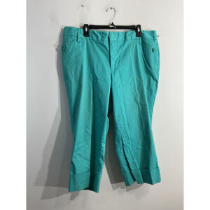 Womans Venezia Cropped Pants 20 Teal Front Zip/clasp Cuffed Pockets